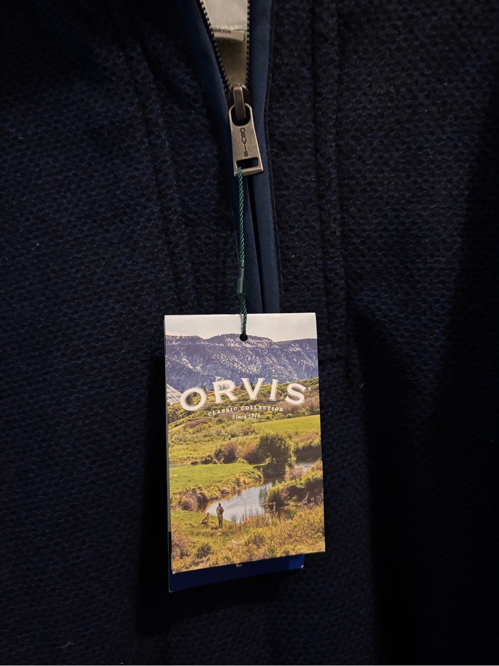 Orvis Navy Blue Sherpa-Lined Half-Zip Jacket - Picture 5 of 6